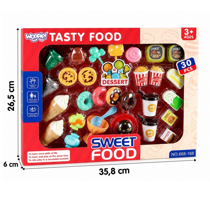 Zestaw Słodyczy dla Dzieci Desery Lody Kawiarnia Sklep WOOPIE 30el