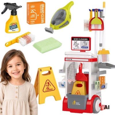 Children's cleaning trolley with vacuum cleaner and mop Little Helper