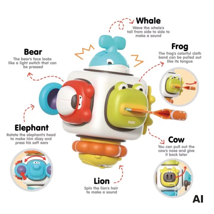 6-in-1 WOOPIE sensory cube - a toy for babies