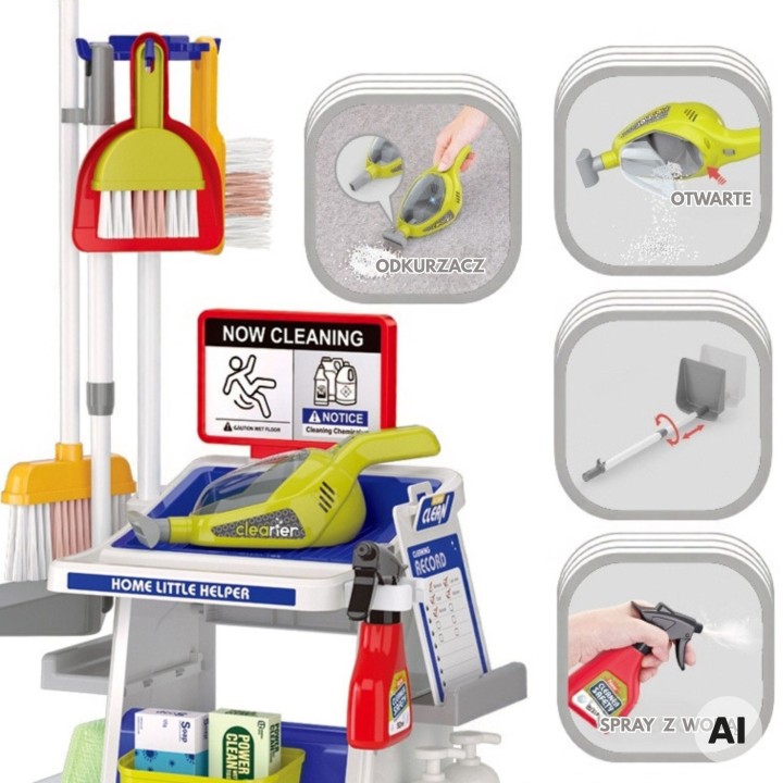 Children's cleaning set - trolley and vacuum cleaner 22 pieces