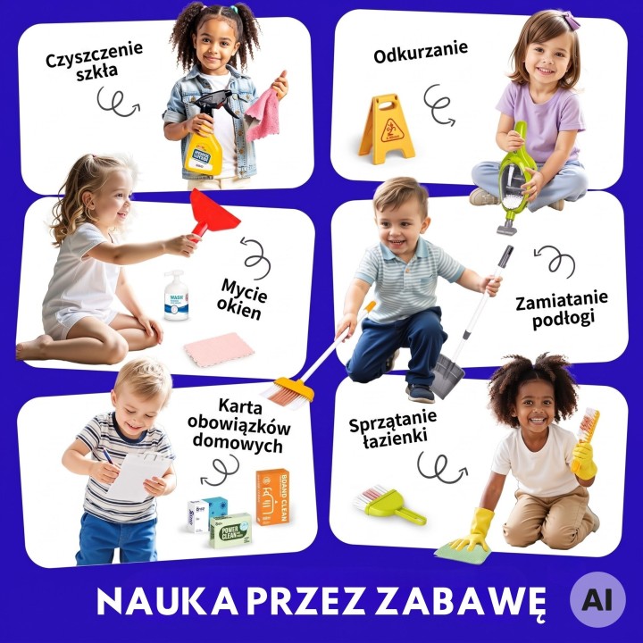 Children's cleaning set - trolley and vacuum cleaner 22 pieces