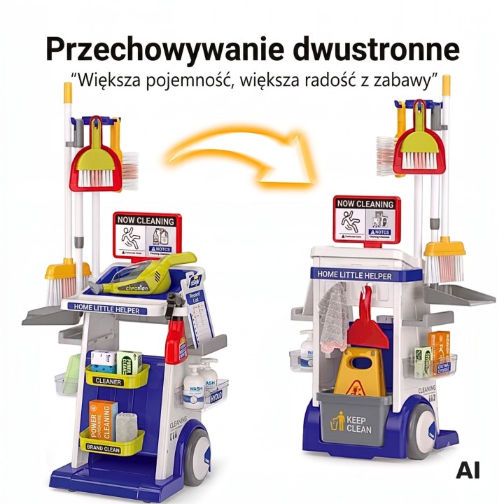 Zestaw do sprzątania dla dzieci - wózek i odkurzacz 22 el.