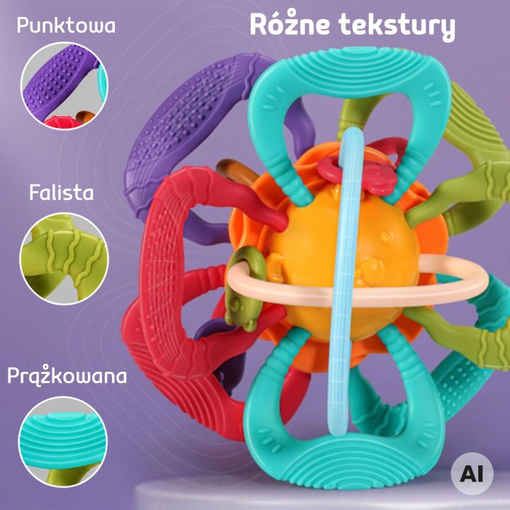 WOOPIE sensory ball teether - 4 textures, perfect for teething