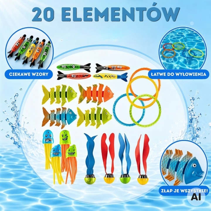 WOOPIE Diving Toy Set - 20 pieces for the pool