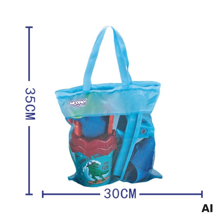 Woopie Blue Sand Beach Set with Boat and Bag 9 Pieces