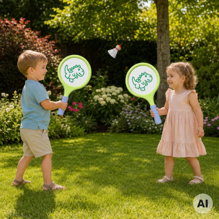 Tennis rackets for children - set with foam ball and shuttlecock