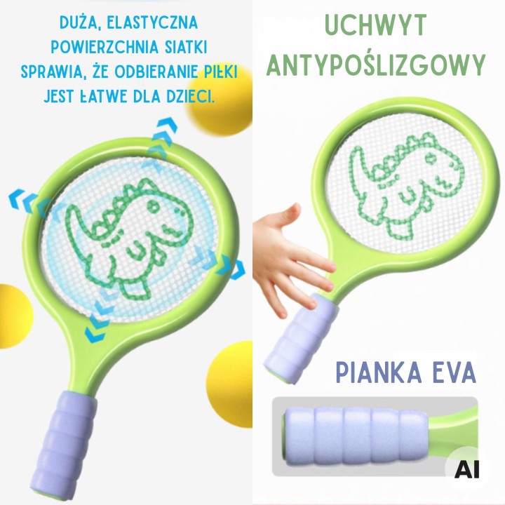 Tennis rackets for children - set with foam ball and shuttlecock
