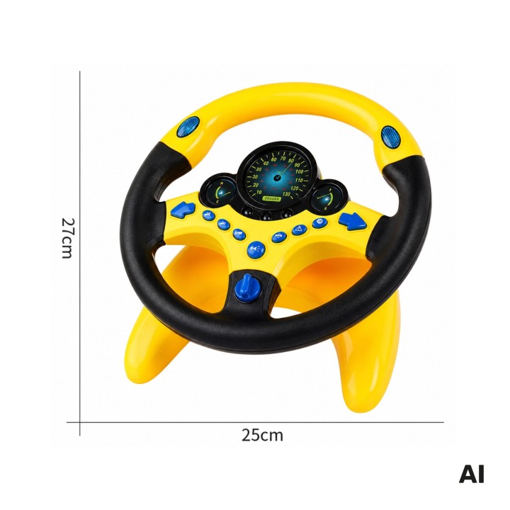 WOOPIE Interactive Yellow Steering Wheel - Lights and Sounds