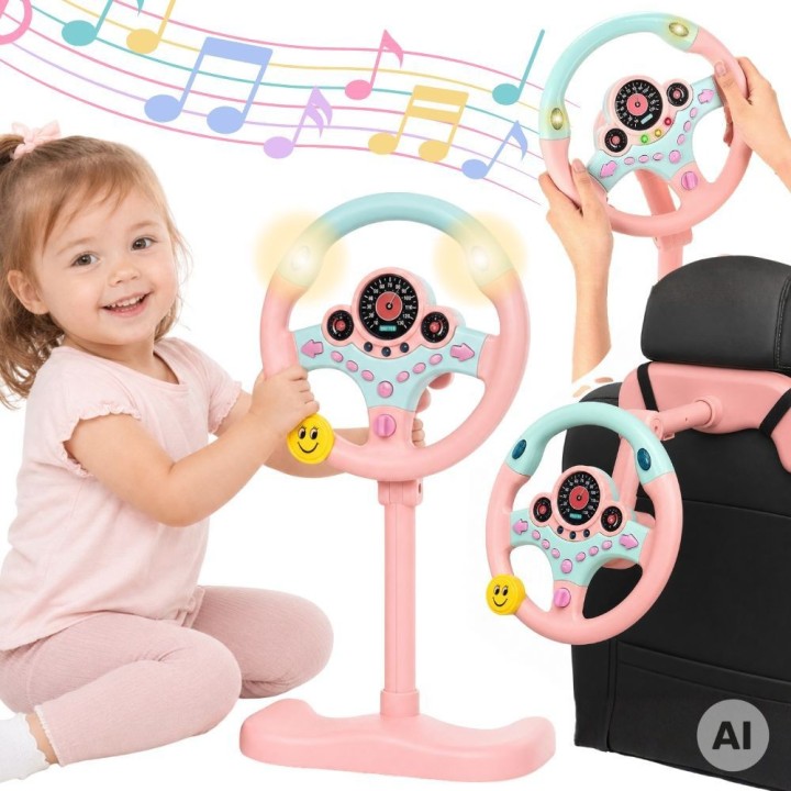 Interactive pink WOOPIE steering wheel - lights and sounds
