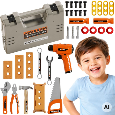 Little Handyman's Tool Set 45 pcs - Suitcase and Screwdriver