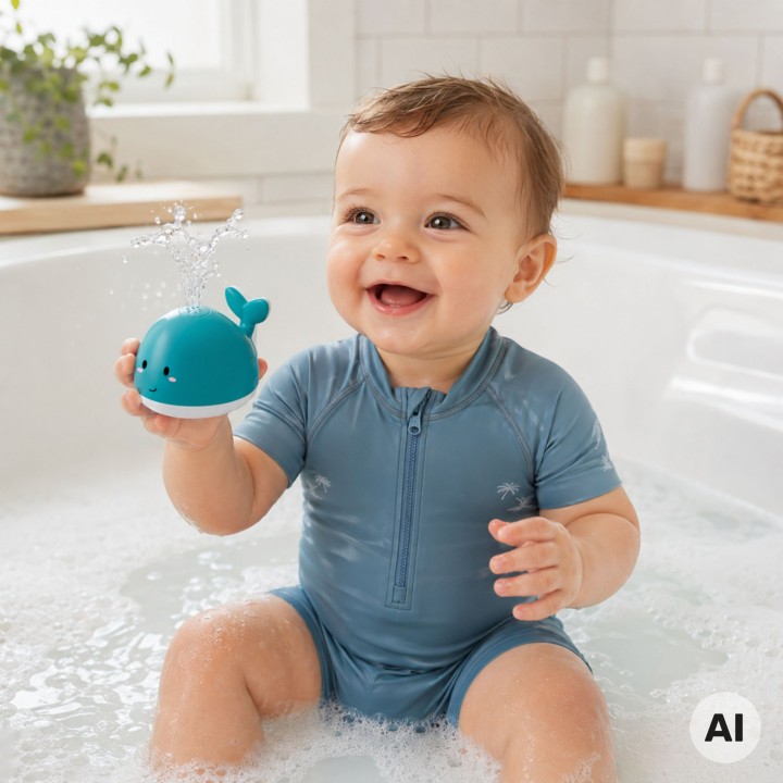 WOOPIE Whale Fountain Bath Toy - Blue