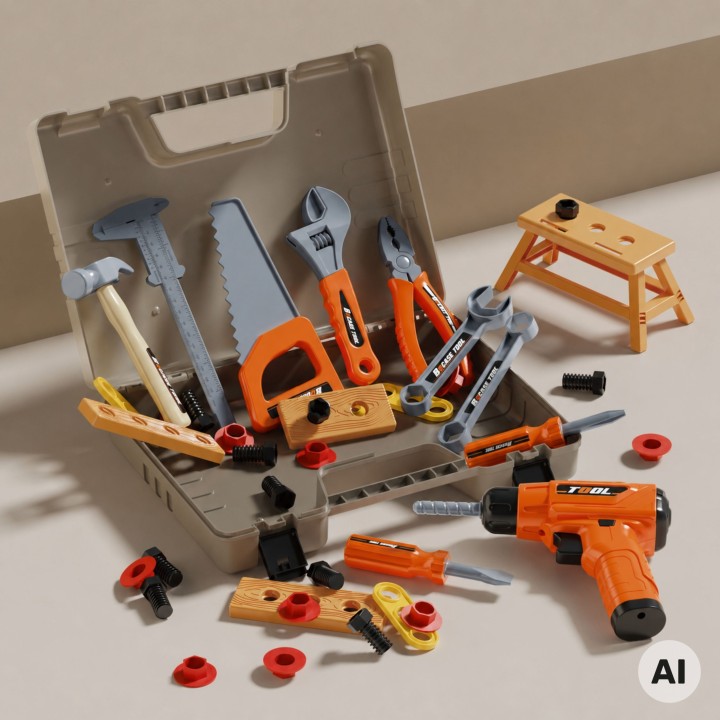 Little Handyman's Tool Set 45 pcs - Suitcase and Screwdriver