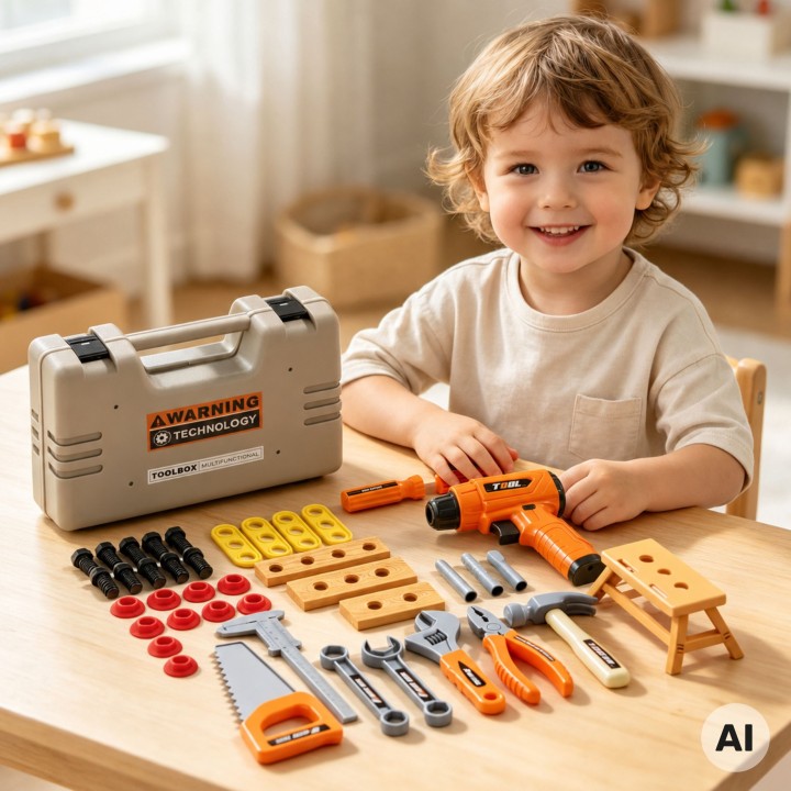 Little Handyman's Tool Set 45 pcs - Suitcase and Screwdriver