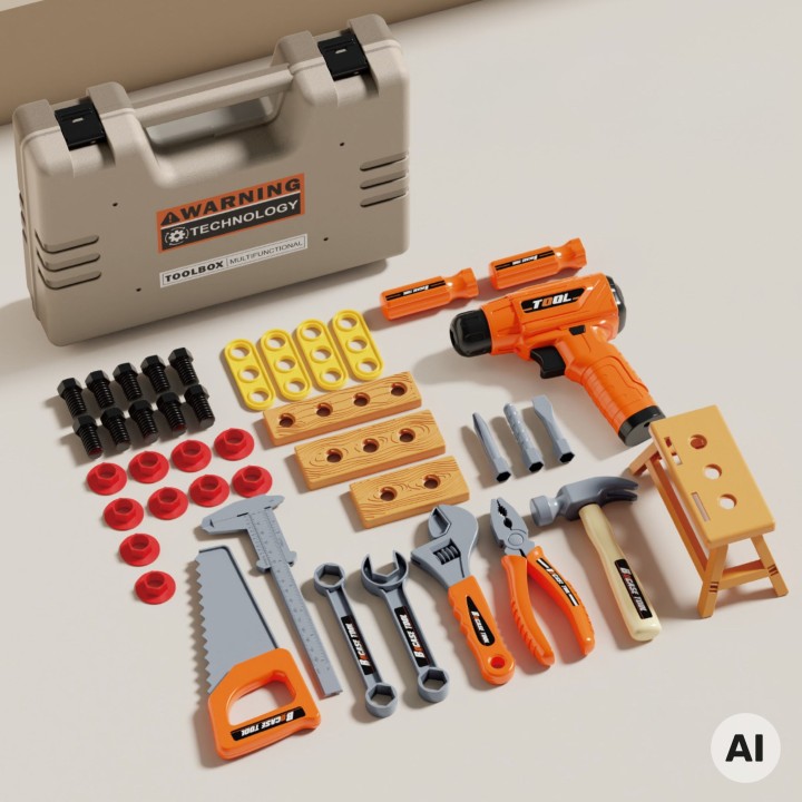 Little Handyman's Tool Set 45 pcs - Suitcase and Screwdriver