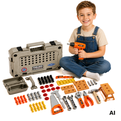 Little Handyman's Tool Set 78 pcs - Suitcase and Screwdriver