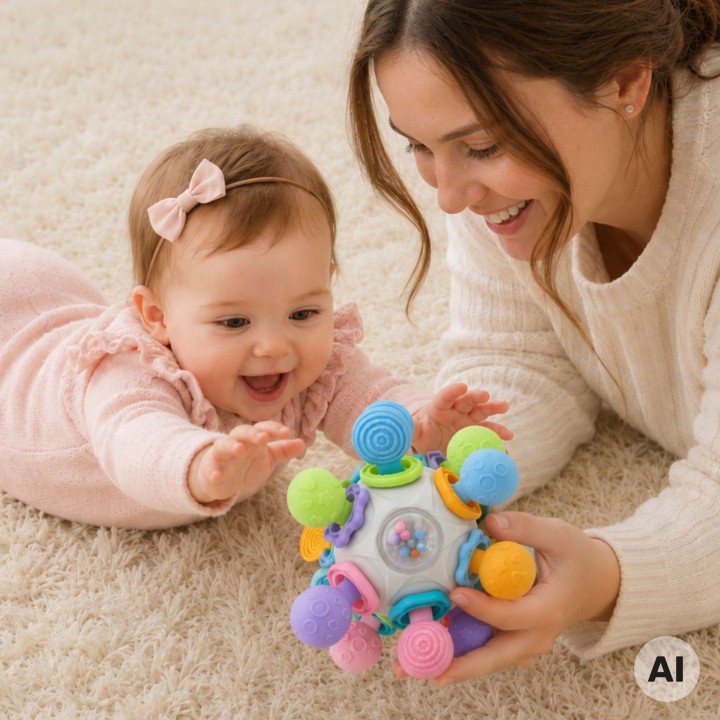 Woopie 3-in-1 sensory toy - teether and rattle