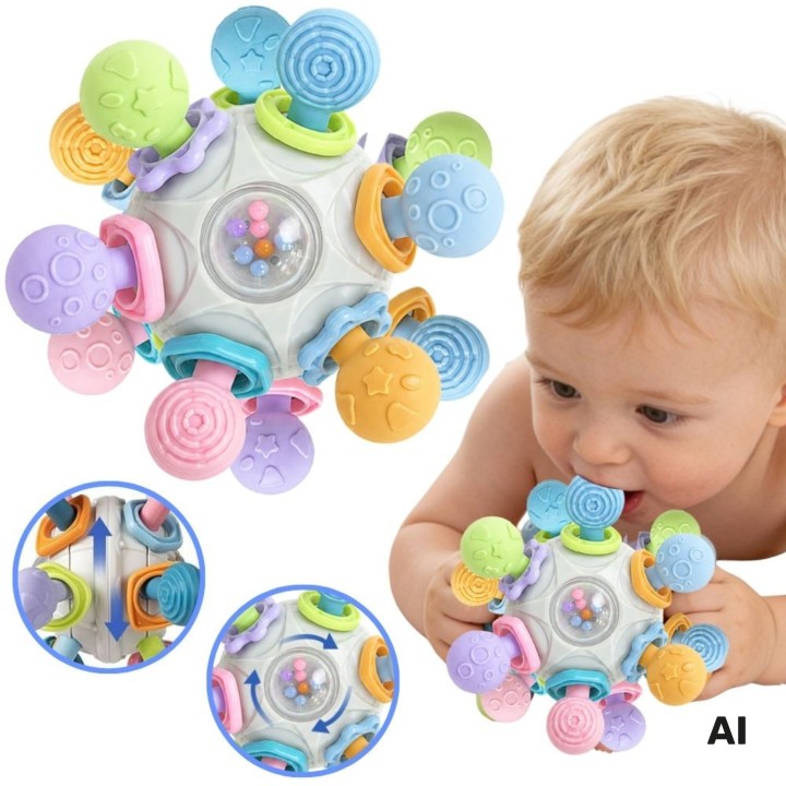 Woopie 3-in-1 sensory toy - teether and rattle