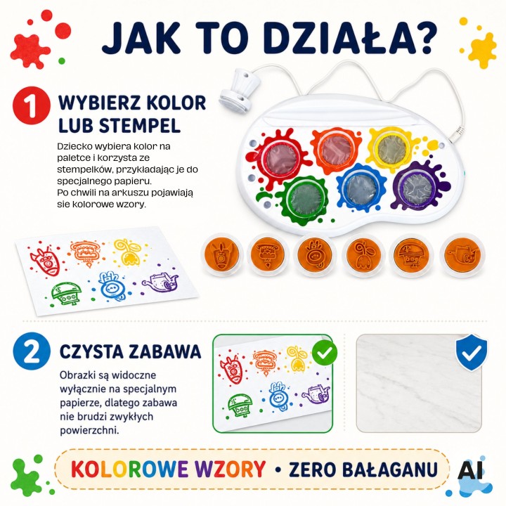 WOOPIE Magiczne Stempelki Zestaw Plastyczny Do Malowania Światłem 26 el 3+