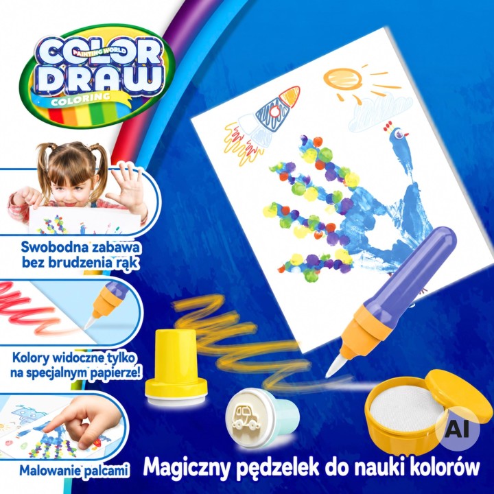 Magiczny Pędzel Zestaw Kreatywny Z Pieczątkami 3+