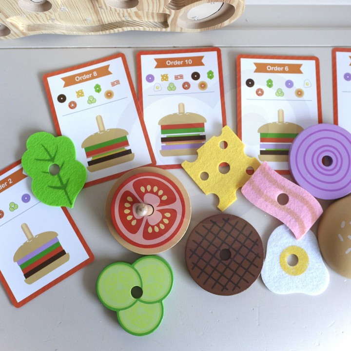 WOOPIE GREEN Wooden Burger for Children 15 pcs FSC