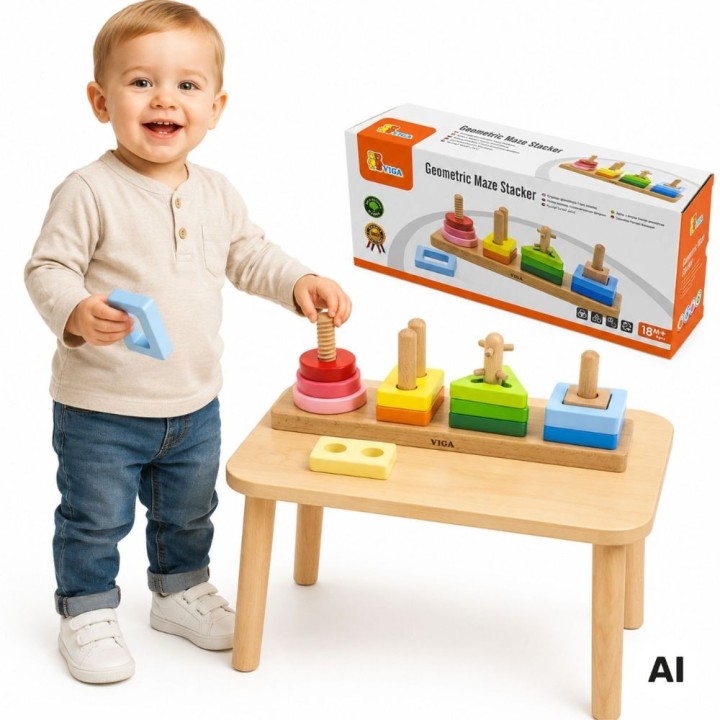 VIGA Wooden Geometric Sorter Maze - Educational Toy