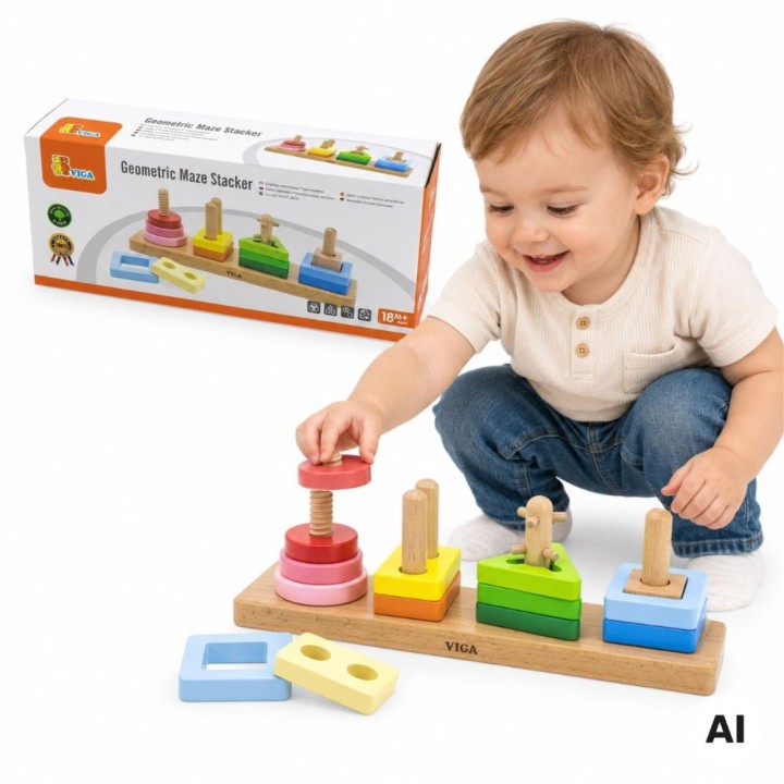 VIGA Wooden Geometric Sorter Maze - Educational Toy