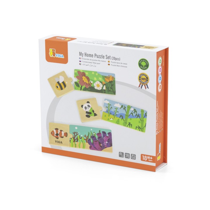 VIGA Puzzle Logiczne ze Zwierzętami - Edukacyjna Układanka dla Dzieci