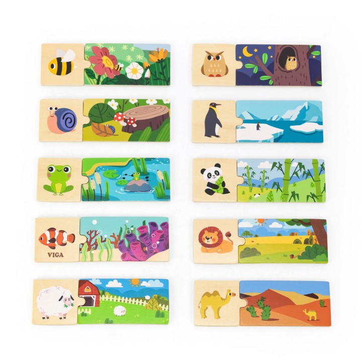 VIGA Puzzle Logiczne ze Zwierzętami - Edukacyjna Układanka dla Dzieci