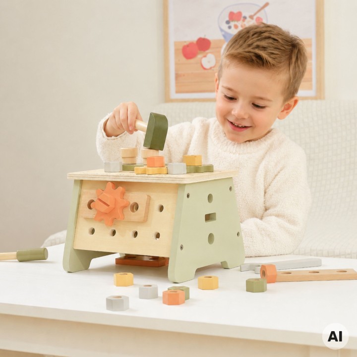 VIGA PolarB Mini Workshop 2 in 1 - Wooden Tool Box