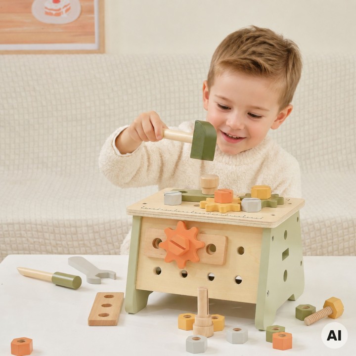 VIGA PolarB Mini Workshop 2 in 1 - Wooden Tool Box
