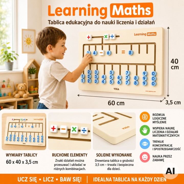 VIGA Montessori Sensory Board for learning to count FSC