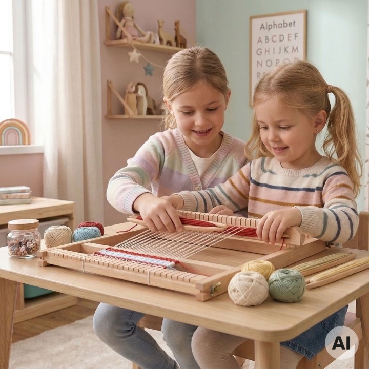 Wooden weaving loom for children Creative toy Viga Workshop XXL