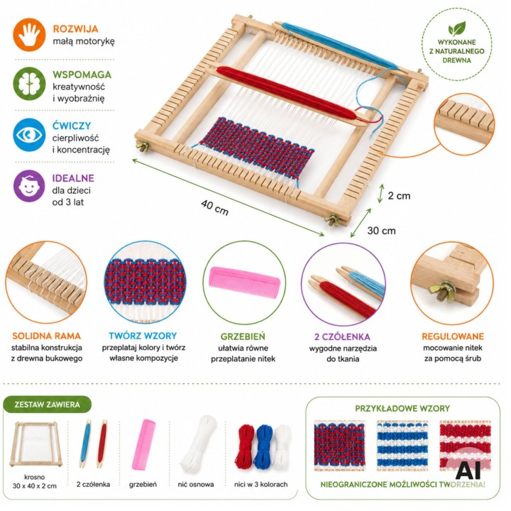 Wooden weaving loom for children Creative toy Viga Workshop XXL
