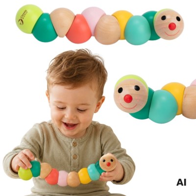 Classic World Wooden Manipulative Caterpillar | Sensory Toy