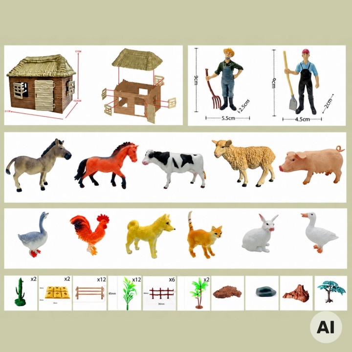 Large Farm with Animals 63 pcs. Figures and Farm 3+