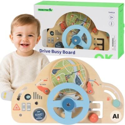 Panel Sterowania Samochodem Tooky Toy - Drewniana Kierownica