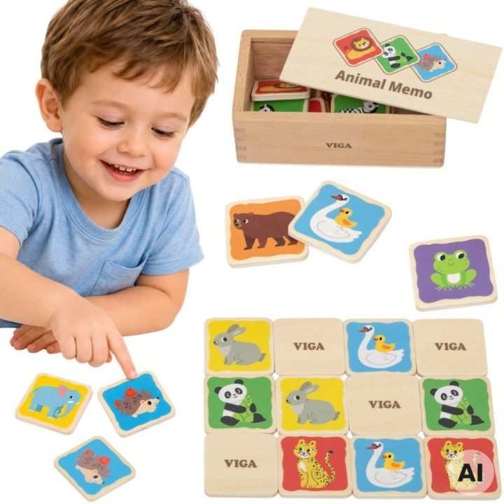 Wooden Memory Game Memo Animals Viga | Educational Toy