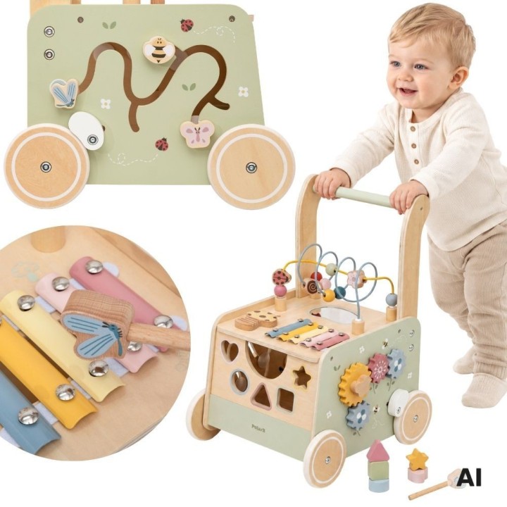 Wooden educational walker pusher Viga PolarB 12m