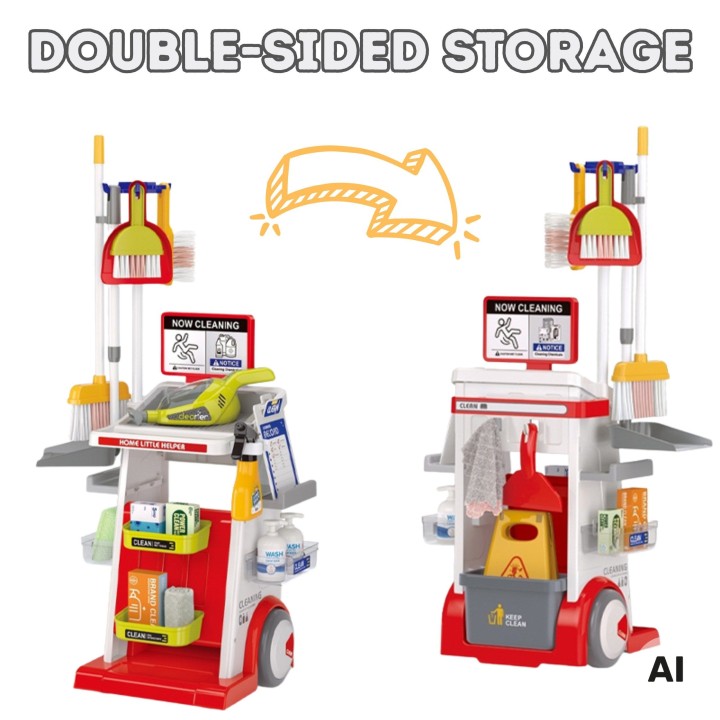 Children's cleaning trolley with vacuum cleaner and mop Little Helper