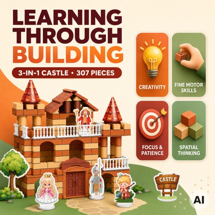 Brick Castle 3 in 1 307 pcs Construction Set