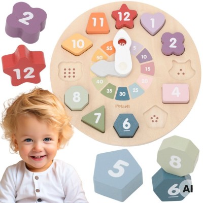 Viga Wooden Educational Clock Shape Sorter