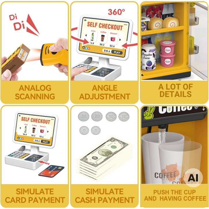 Mini Supermarket Cash Register Scanner Woopie Shop