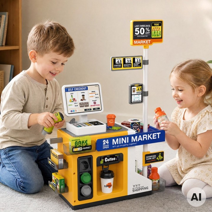 Mini Supermarket Cash Register Scanner Woopie Shop