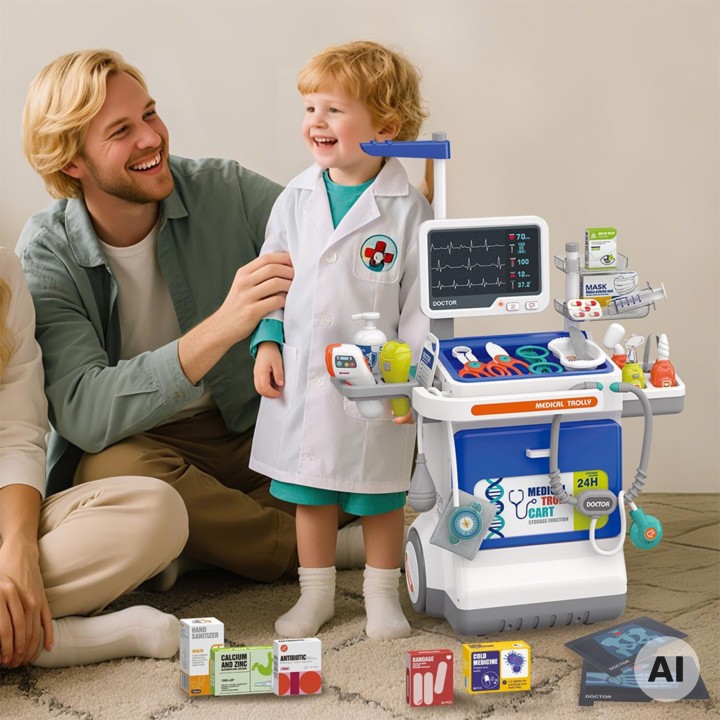 Interactive Little Doctor's Trolley Doctor's Set Accessories ECG X-ray Sound