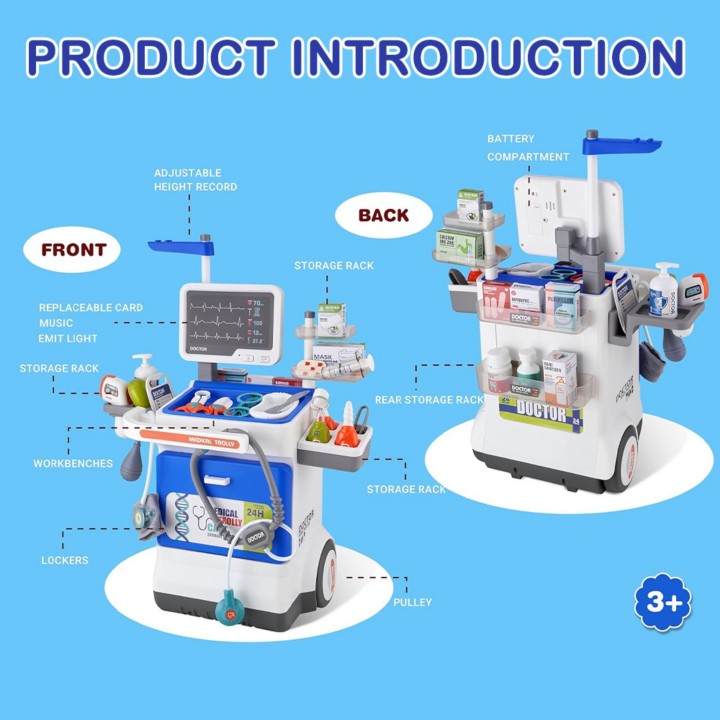 Interactive Little Doctor's Trolley Doctor's Set Accessories ECG X-ray Sound