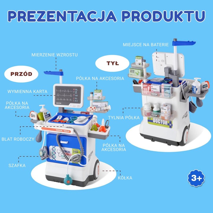 Interactive Little Doctor's Trolley Doctor's Set Accessories ECG X-ray Sound