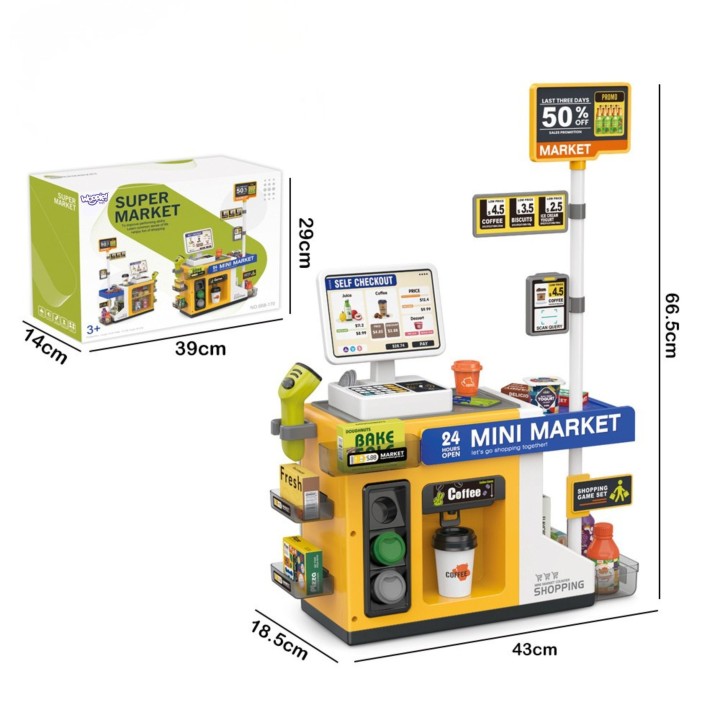 Mini Supermarket Cash Register Scanner Woopie Shop