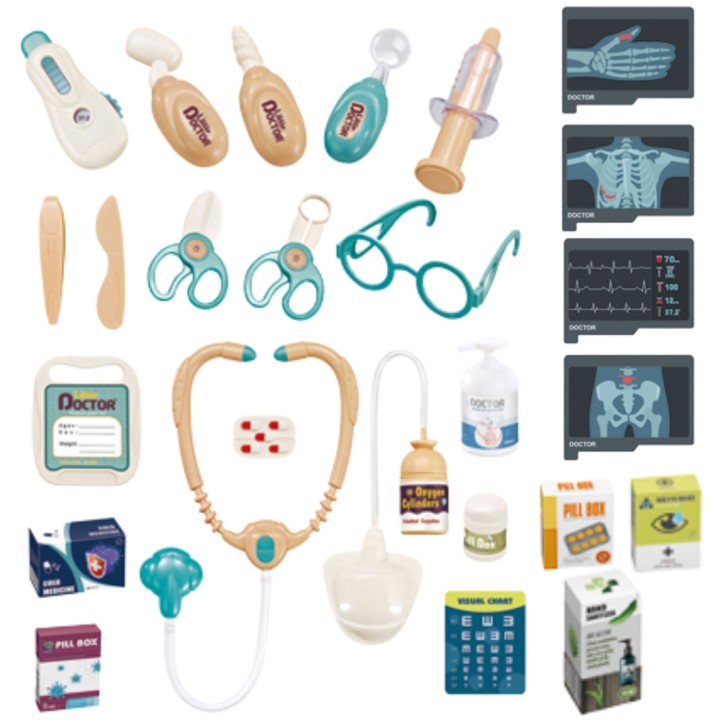Educational Doctor's Trolley Little Doctor EKG Sound Light 26pcs