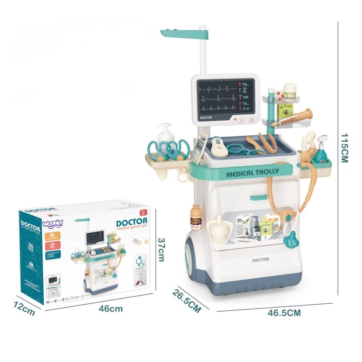Educational Doctor's Trolley Little Doctor EKG Sound Light 26pcs