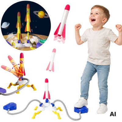 Woopie Double Foam Rocket Launcher 6 pcs Kids Toy